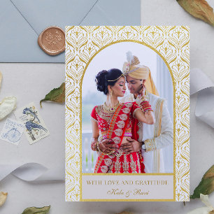 Cartão Dourada Arte Deco Casamento Obrigado Foto