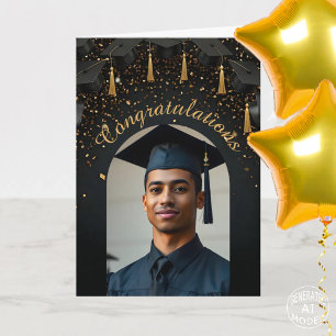Cartão Dourada Confetti no Arco de Fotografias de Bonés d