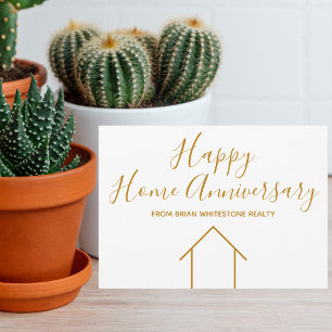 Cartão Dourada Empresa Imobiliária Feliz Aniversário do I