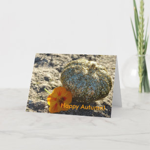 Cartão Dourada Glitter Pumpkin, Feliz outono!
