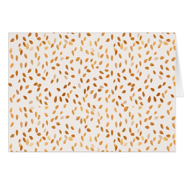 Cartão Dourada Leaf Confetti em Fundo Rosa (Frente Horizontal)