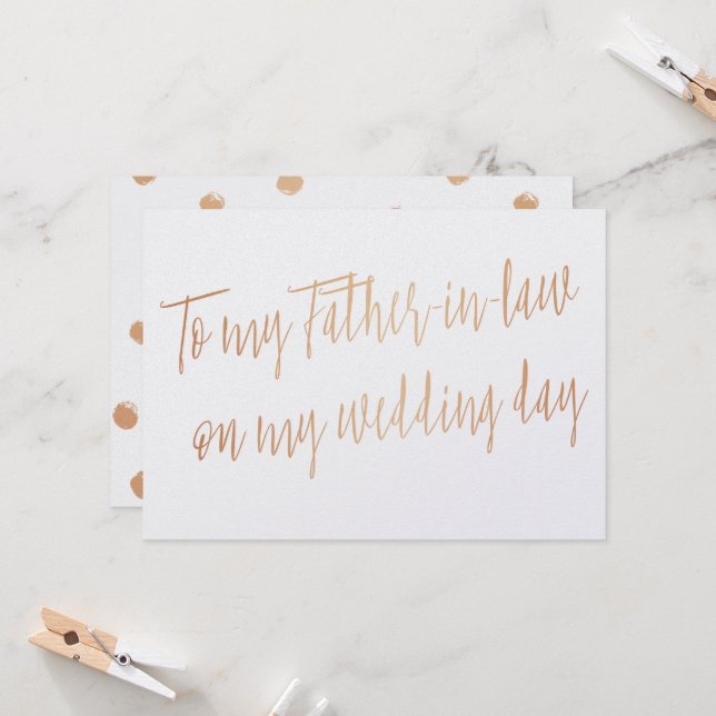 Cartão Dourada Rosa "Ao meu sogro no dia do meu casamento (Frente/Verso In Situ)