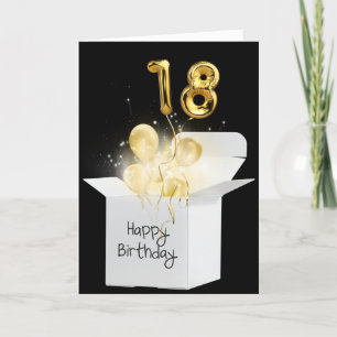 Cartão Dourado 18º Balões de Aniversário na Caixa Bran