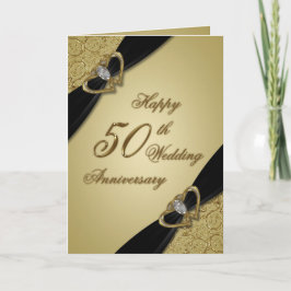 Cartão Dourado 50º Aniversário de Casamento Negro