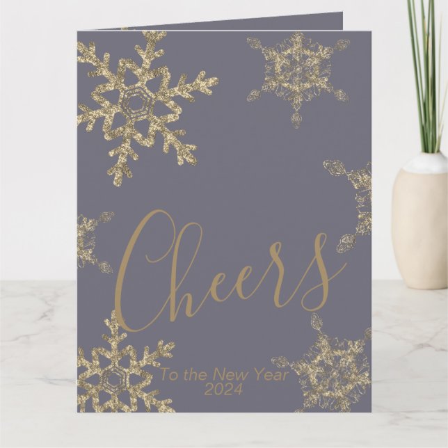 Cartão Dourado aplauso à empresa do ano novo (Frente)