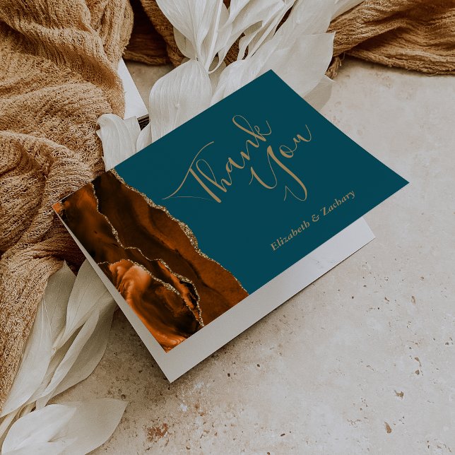 Cartão Dourado Casamento De Chá De Agata Laranja Queimada (Criador carregado)