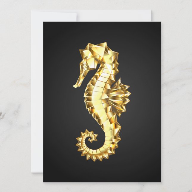 Cartão Dourado Cavalo de Mar Poligonal (Frente)
