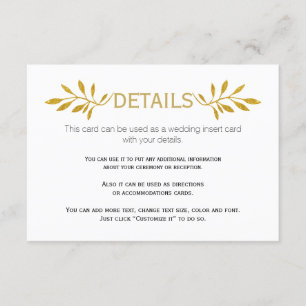 Cartão Dourado da inserção do casamento do test