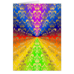 Cartão Dourado damasco arco-íris