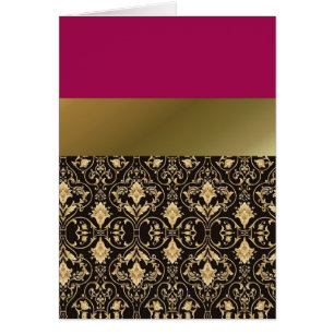 Cartão Dourado damask e Red