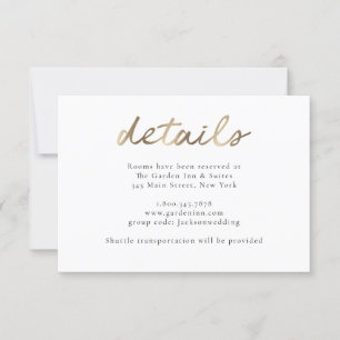 Cartão Dourado de Detalhes de Casamento