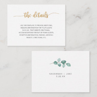 Cartão Dourado de informações de casamento Elegant