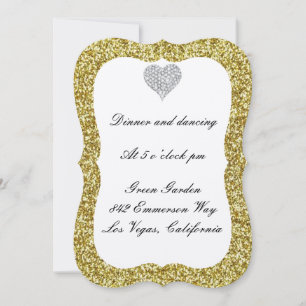 Cartão Dourado de Recepção Cardíaca Diamante Glitt