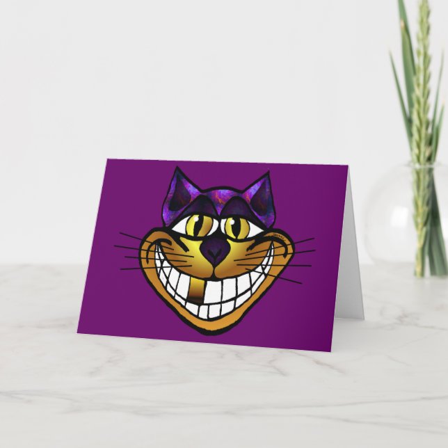 Cartão dourado do gato de Cheshire (Frente)