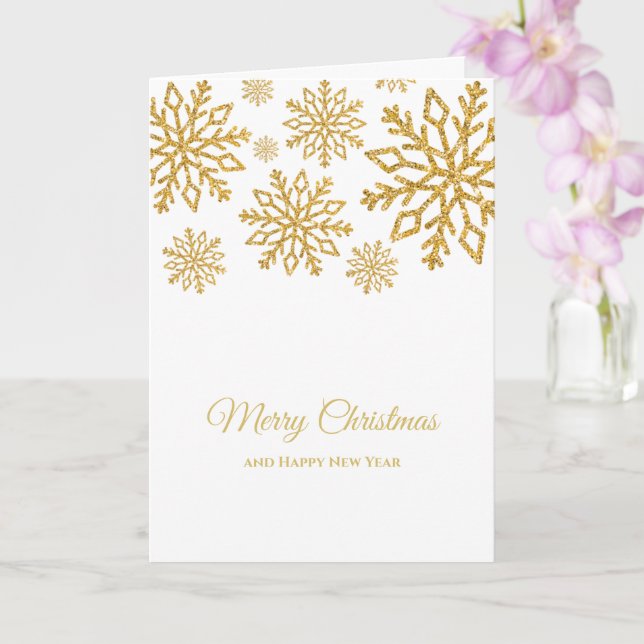 Cartão Dourado e branco minimalista elegante Natal (Orquídea)