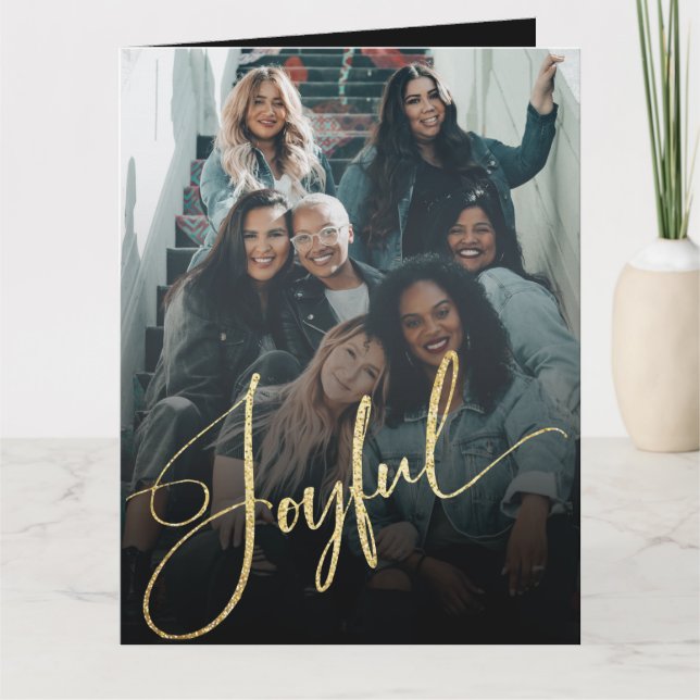 Cartão Dourado e elegante Feliz Natal (Frente)