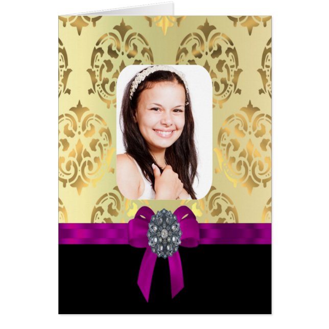 Cartão Dourado e negro damasco (Frente)