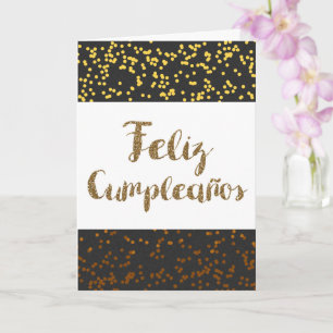 Cartão Dourado e negro Feliz Cumpleanos