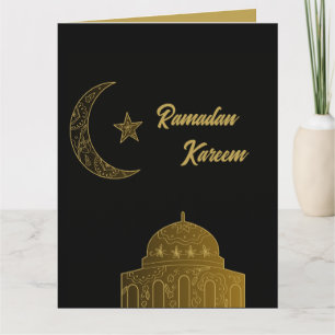 Cartão Dourado e Preto Feliz Ramadan Kareem 2026