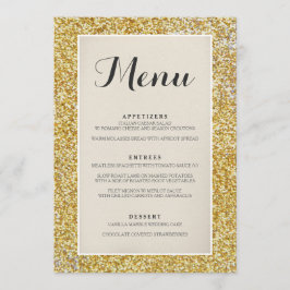 Cartão Dourado elegante do menu do casamento do