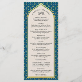 Cartão Dourado Floral Indian & Hindu Wedch Program