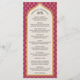 Cartão Dourado Floral Indian & Hindu Wedch Program