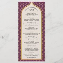 Cartão Dourado Floral Indian & Hindu Wedch Program