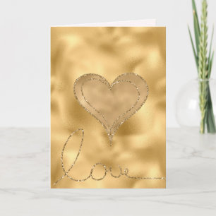 Cartão Dourado Glam Love Glitter Heart