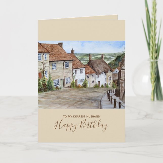 Cartão Dourado Hill, Shaftesbury, Dorset Watercolor Paint (Frente)