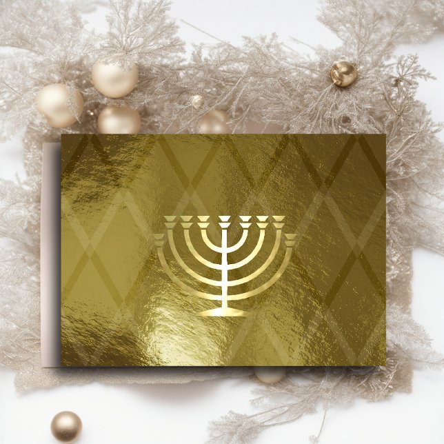 Cartão Dourado Menorah Hanukkah (Criador carregado)