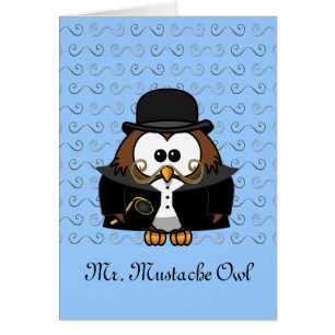 Cartão Dourado Mustache Owl