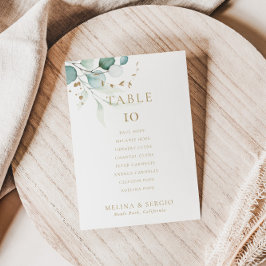 Cartão Dourado para a Mesa 6 do casamento verde