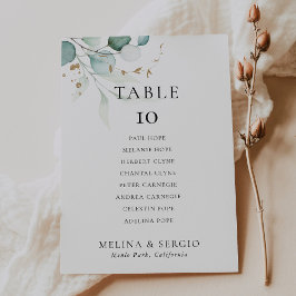 Cartão Dourado para a Mesa 6 do casamento verde