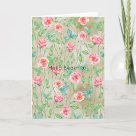 Cartão Dourado rosa Floral