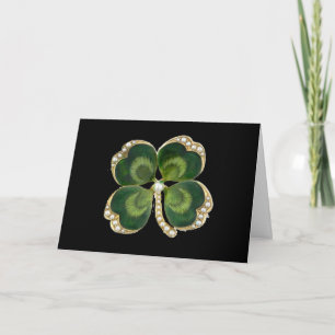 Cartão Dourado Saint Patrick Shamrock Jewel com Pérolas