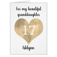Dourado Watercolor Heart 17th Birthday
