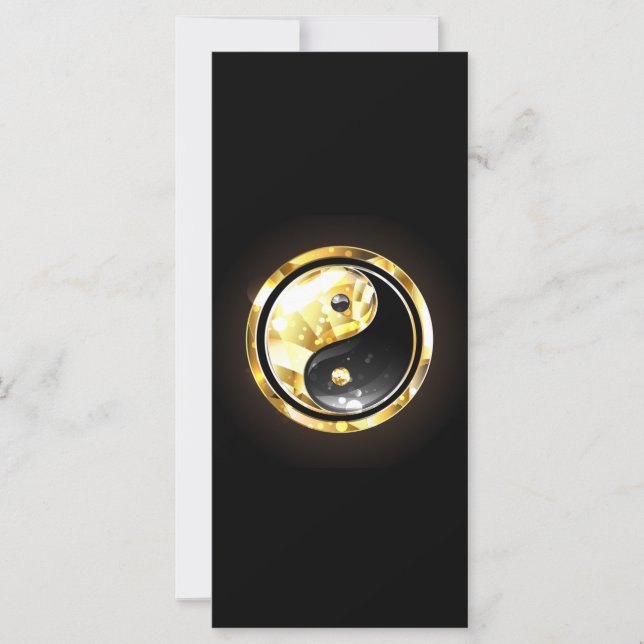 Cartão Dourado Yin Yang a preto (Frente)