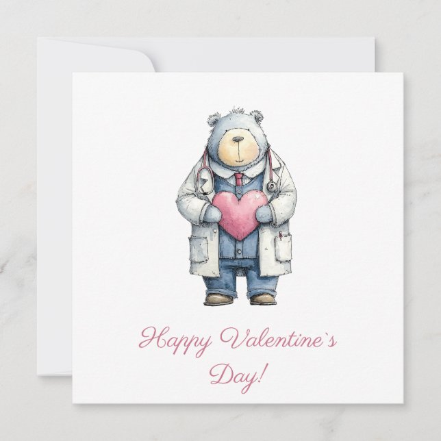 Cartão Doutor Urso Coração de Valentin Arte (Frente)