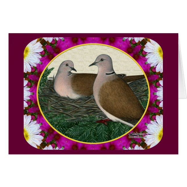 Cartão Dove Nest e Flores (Frente horizontal)