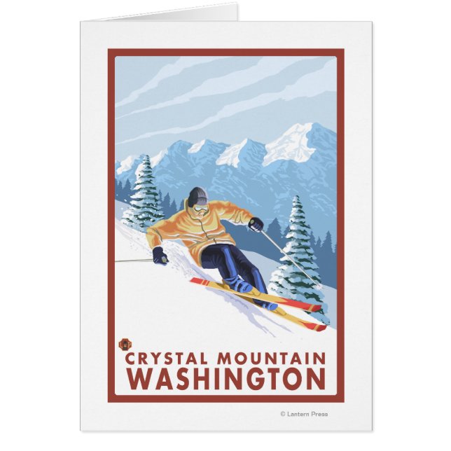 Cartão Downhill Snow Skier - Crystal Mountain, WA (Frente)