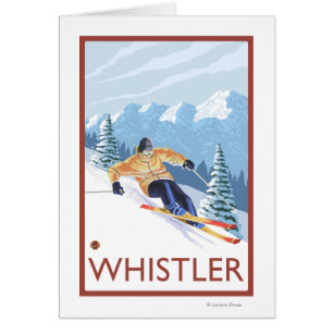 Cartão Downhill Snow Skier - Whistler, BC Canada
