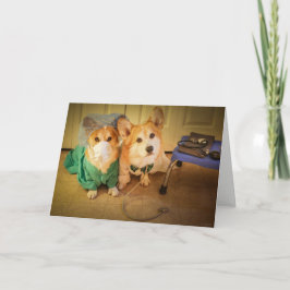 Cartão Dr. Corgi e recuperação rápida da enfermeira