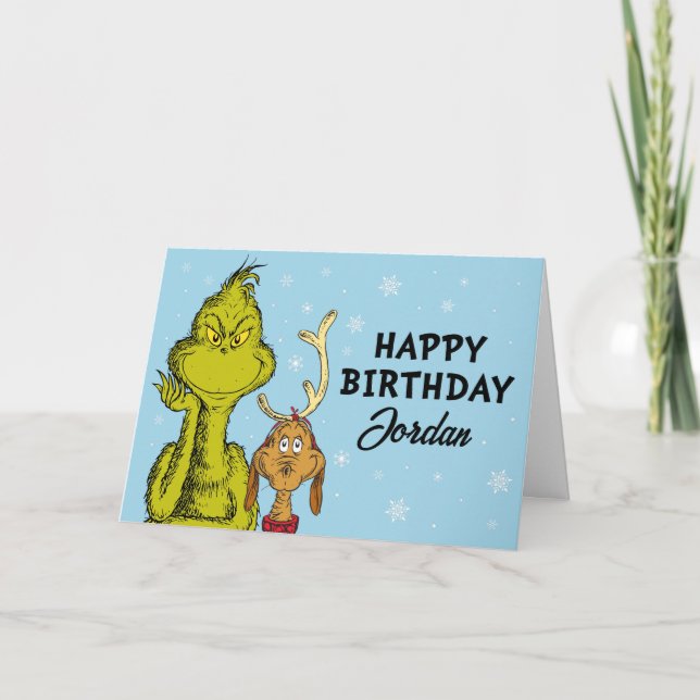 Cartão Dr. Seuss | Aniversário de Inverno do Grinch (Frente)