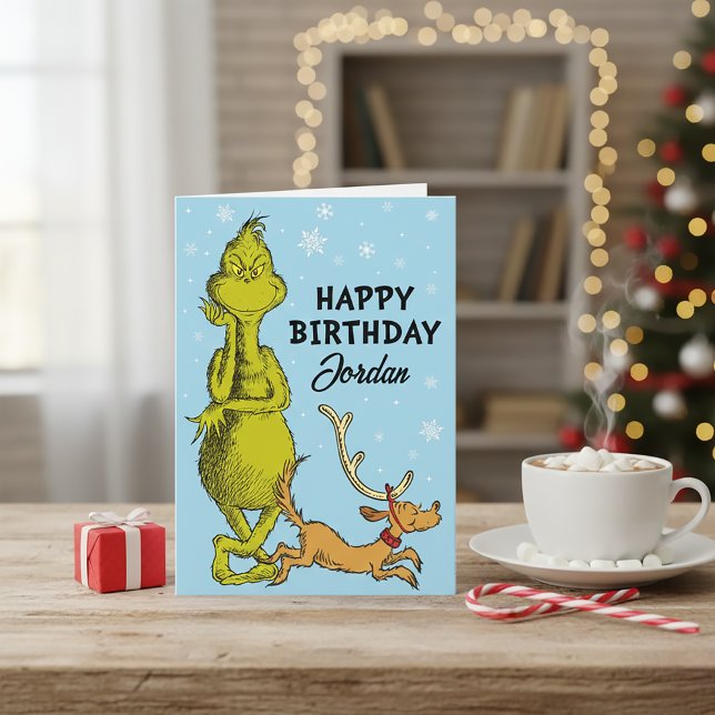 Cartão Dr. Seuss | Grinch Aniversário de Inverno (Criador carregado)