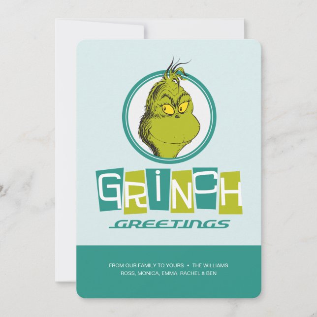 Cartão Dr. Seuss | Saudações do Grinch (Frente)