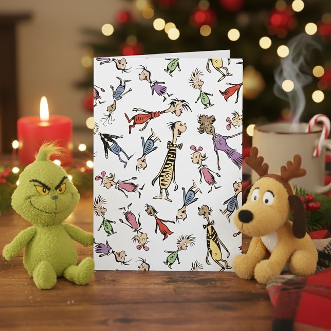 Cartão Dr. Seuss Whoville Characters Festive Pattern (Criador carregado)