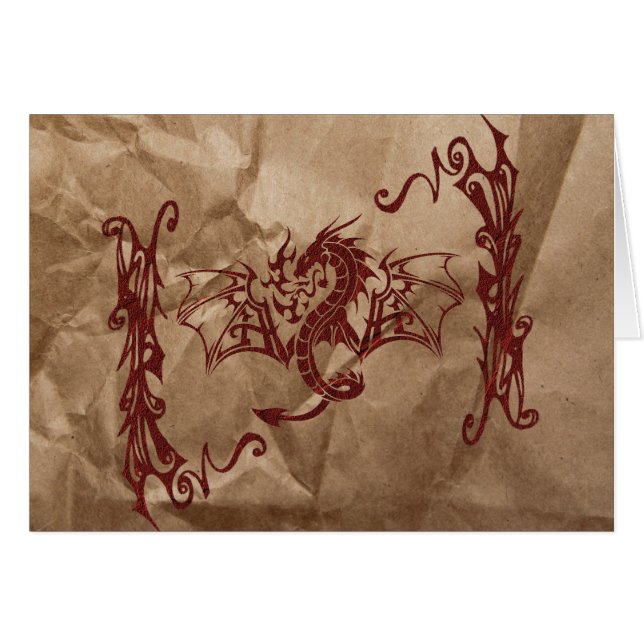 Cartão Dragão Chinês, Dragão Vermelho, Fantasia, mitologi (Frente Horizontal)