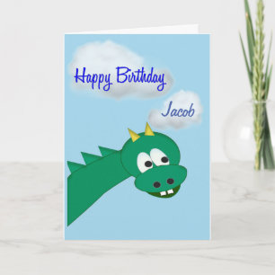 Cartão Dragão de Aniversário Bonito, Nome Personalizado