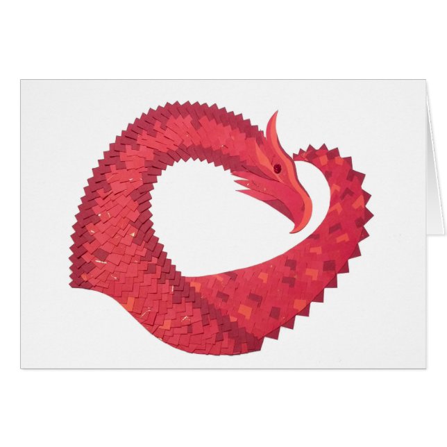 Cartão Dragão de coração vermelho sobre branco (Frente Horizontal)