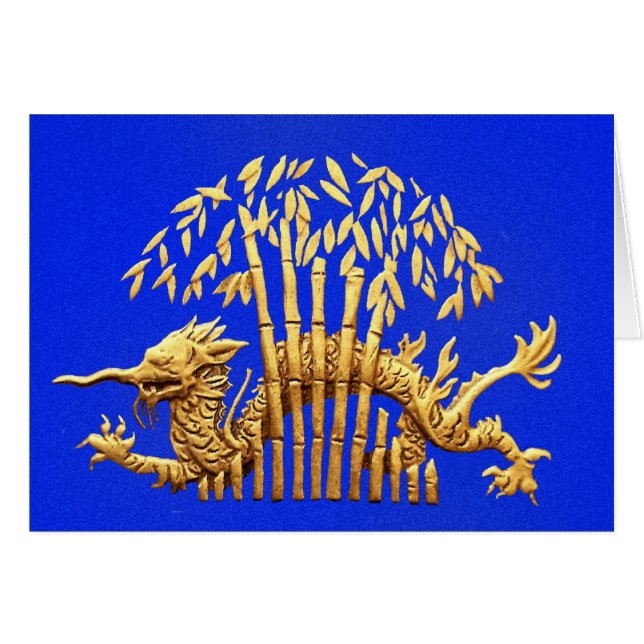 Cartão Dragão e bambu (Frente horizontal)